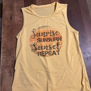 Yellow Sleeveless Graphic Top